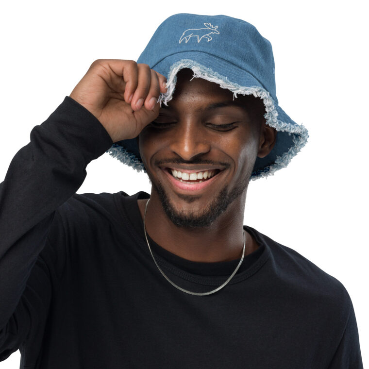 LikeSweden Moose [Unisex Distressed denim bucket hat] - Image 3