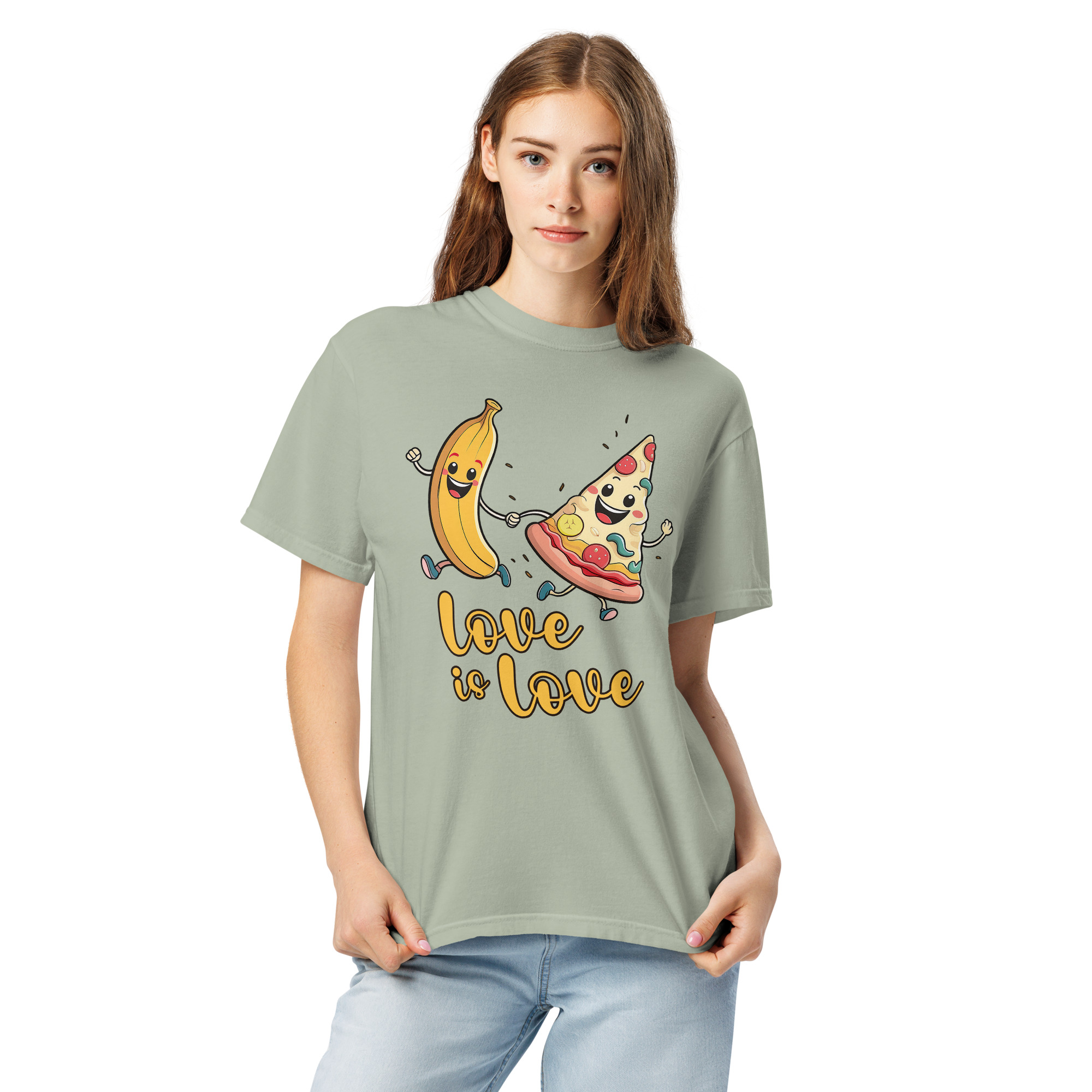 Love is Love - Swedish Banana, Curry, Peanut Pizza [Unisex t-shirt - Bay] - Image 3