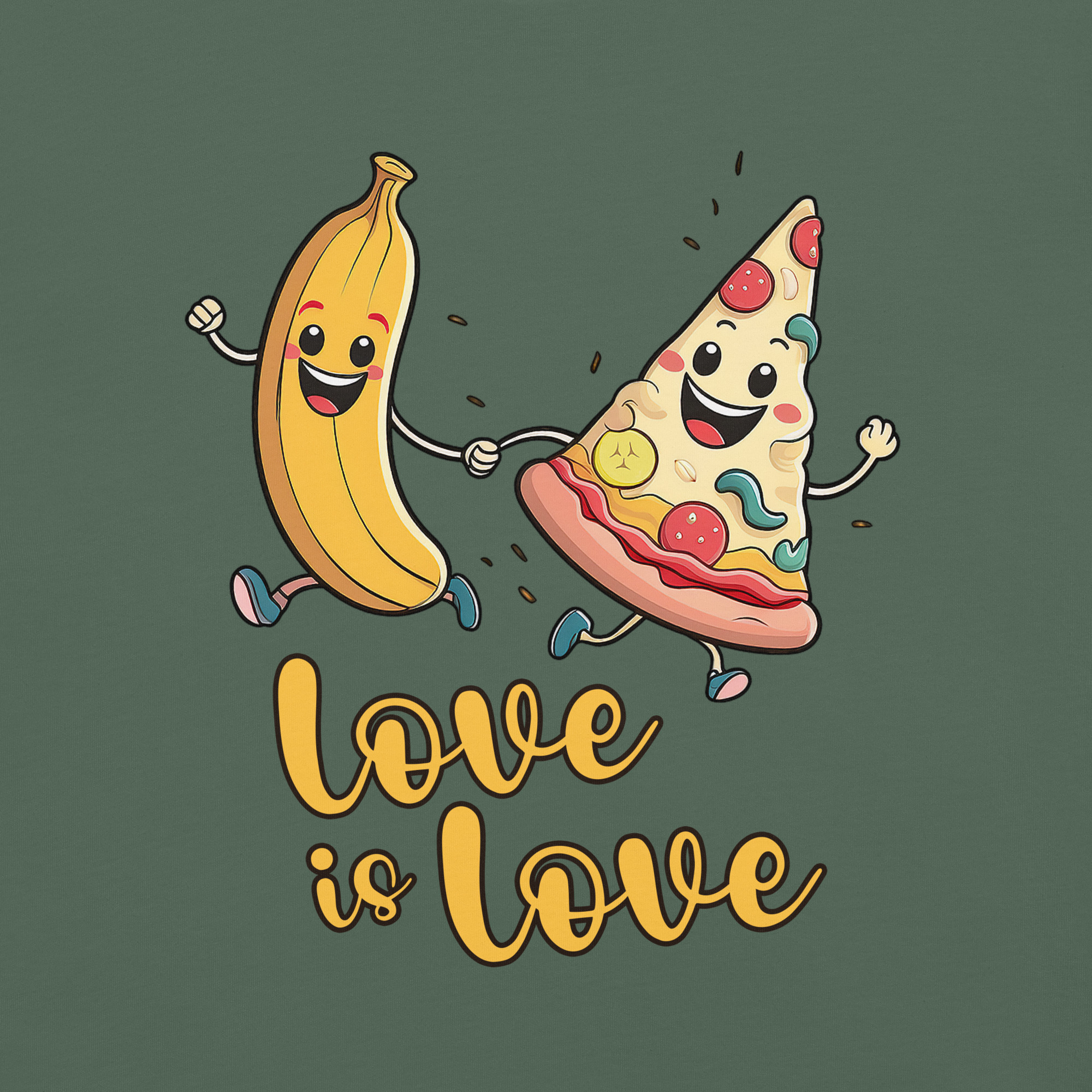 Love is Love - Swedish Banana, Curry, Peanut Pizza [Unisex t-shirt - Blue Spruce] - Image 2