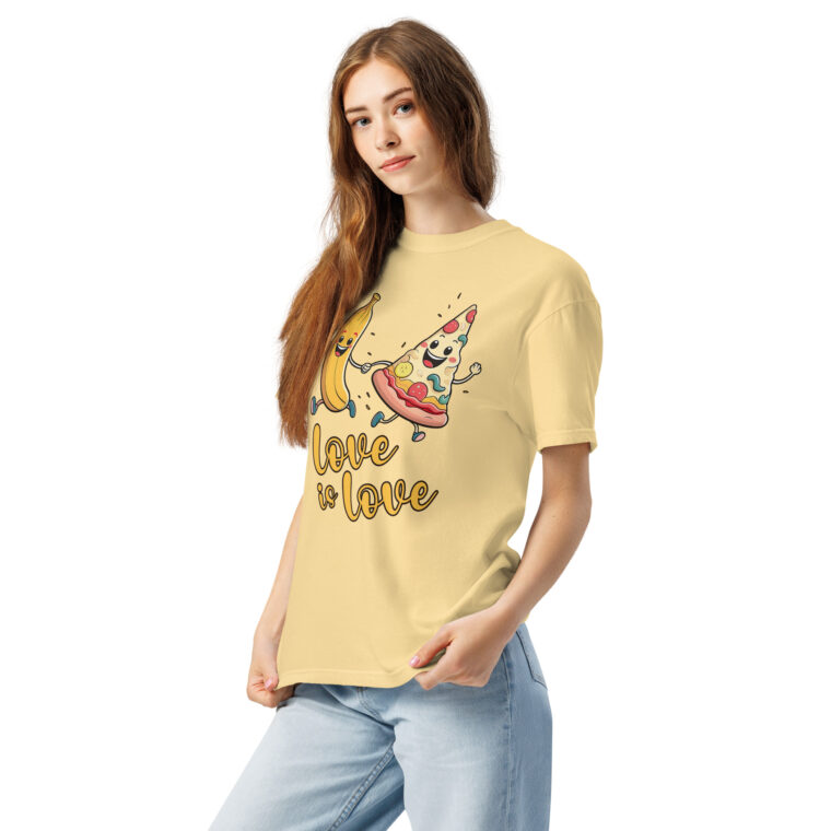 Love is Love - Swedish Banana, Curry, Peanut Pizza [Unisex t-shirt - Butter] - Image 3