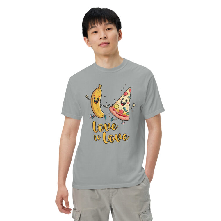 Love is Love - Swedish Banana, Curry, Peanut Pizza [Unisex t-shirt - Granite] - Image 3