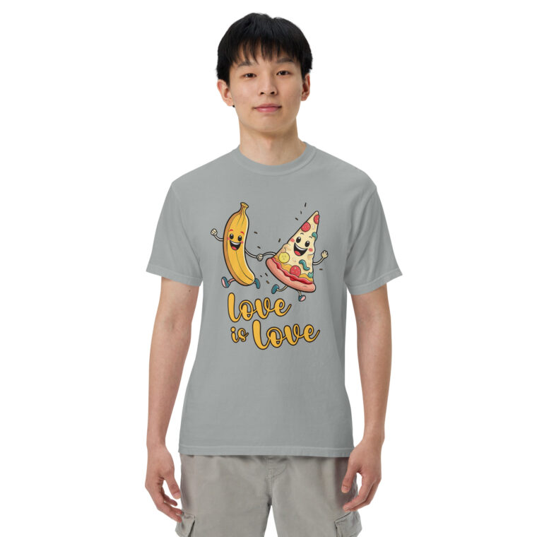 Love is Love - Swedish Banana, Curry, Peanut Pizza [Unisex t-shirt - Granite] - Image 2