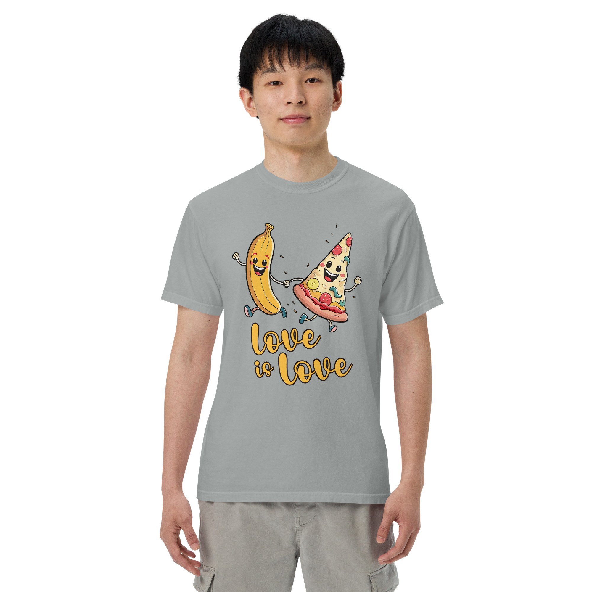 Love is Love - Swedish Banana, Curry, Peanut Pizza [Unisex t-shirt - Granite] - Image 2