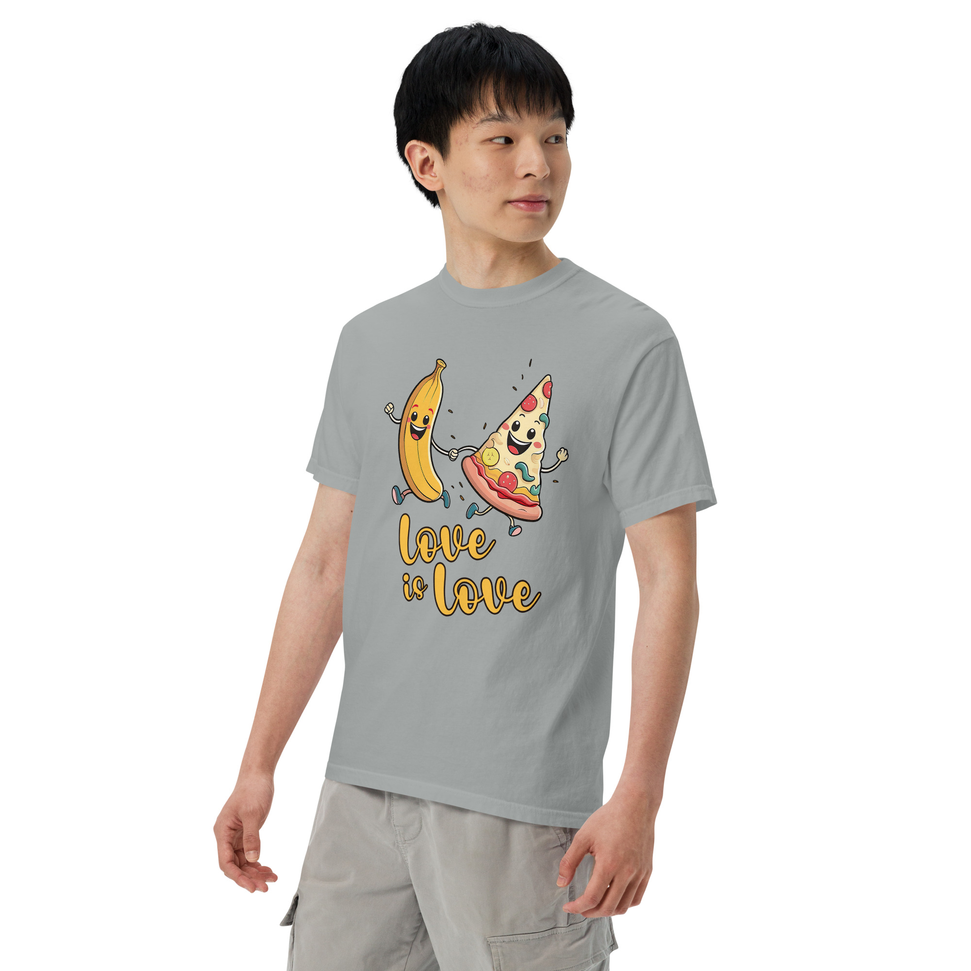 Love is Love - Swedish Banana, Curry, Peanut Pizza [Unisex t-shirt - Granite] - Image 6