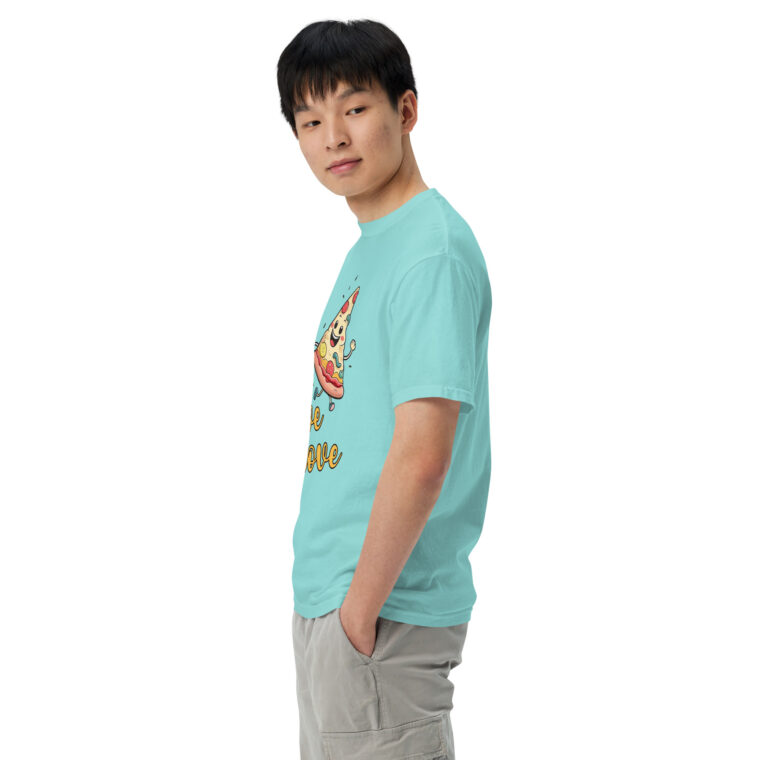 Love is Love - Swedish Banana, Curry, Peanut Pizza [Unisex t-shirt - Lagoon Blue] - Image 5