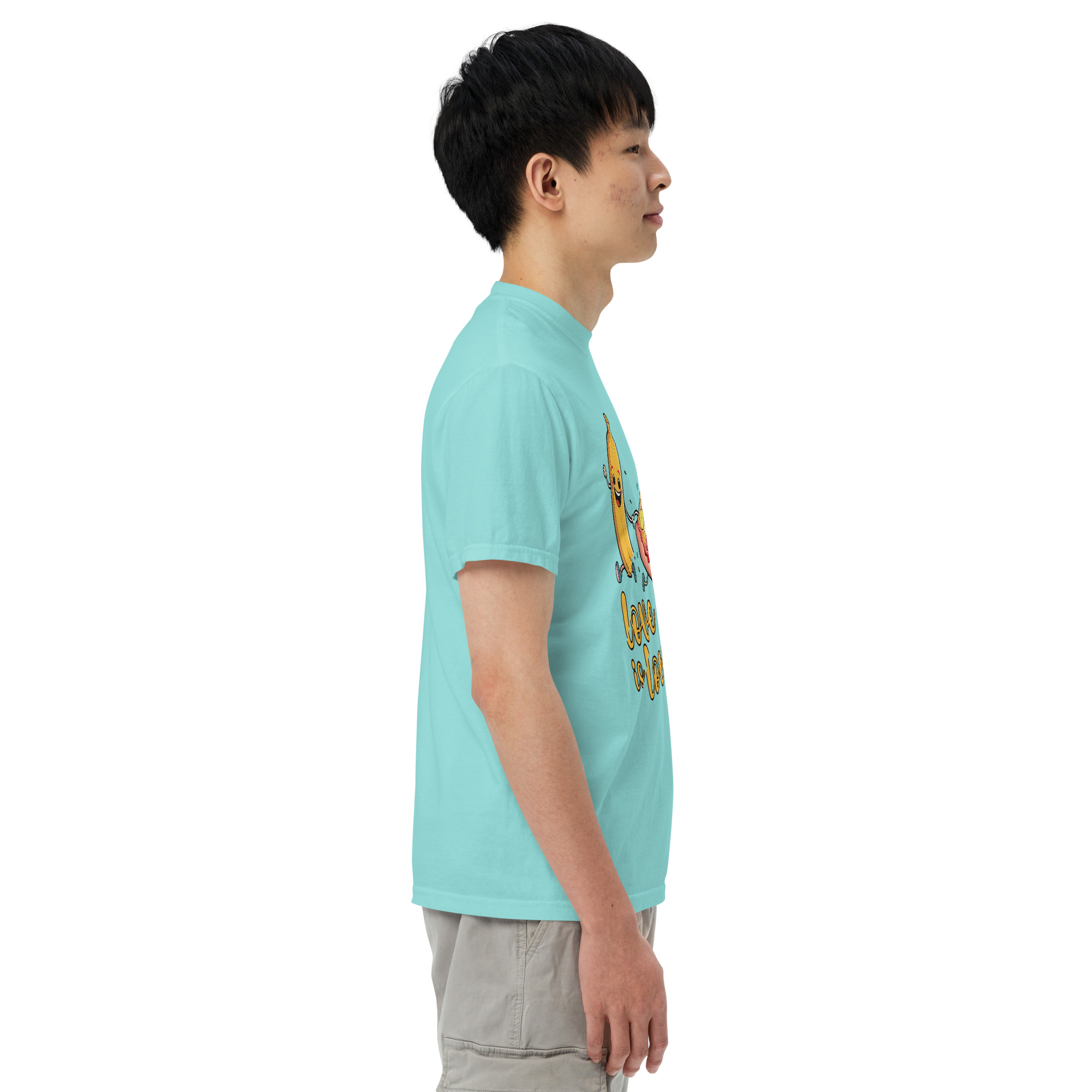 Love is Love - Swedish Banana, Curry, Peanut Pizza [Unisex t-shirt - Lagoon Blue] - Image 7