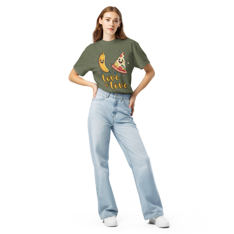 Love is Love - Swedish Banana, Curry, Peanut Pizza [Unisex t-shirt - Moss] - Image 2