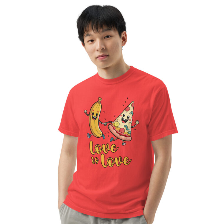 Love is Love - Swedish Banana, Curry, Peanut Pizza [Unisex t-shirt - Paprika] - Image 4