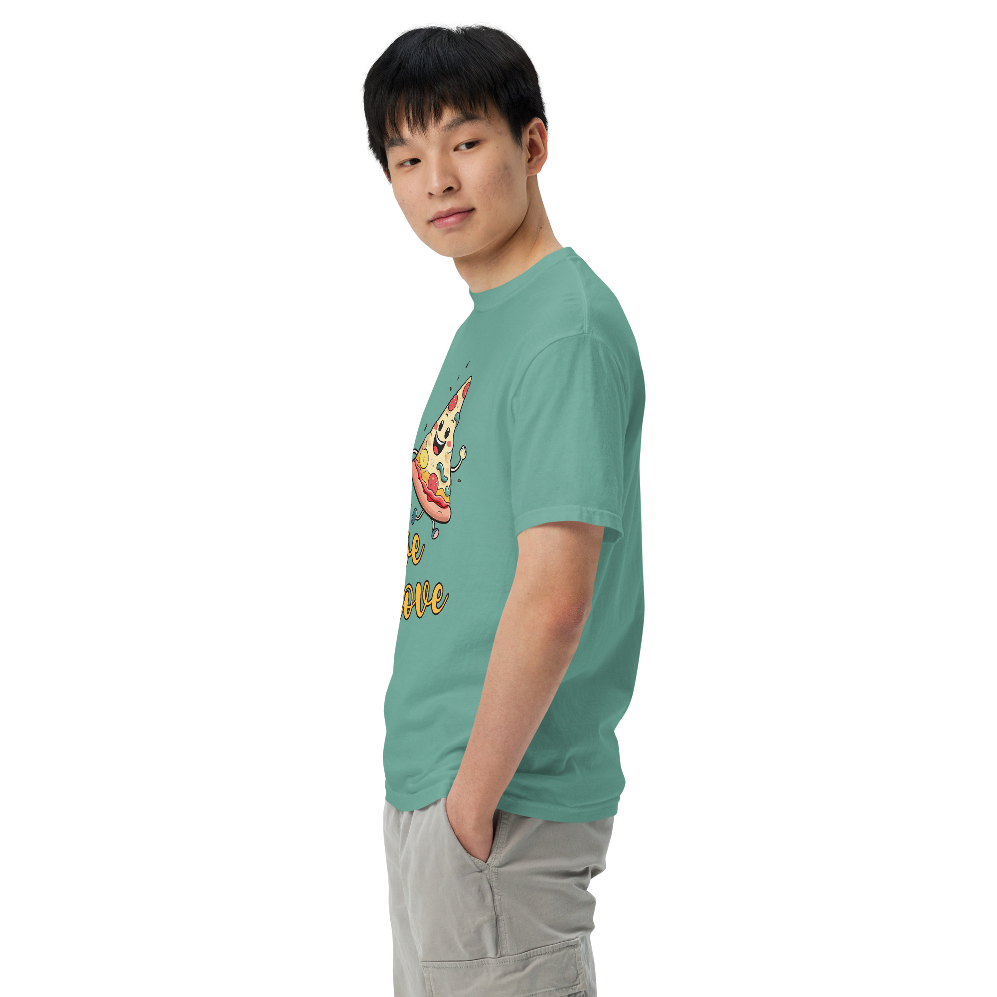 Love is Love - Swedish Banana, Curry, Peanut Pizza [Unisex t-shirt - Seafoam] - Image 5