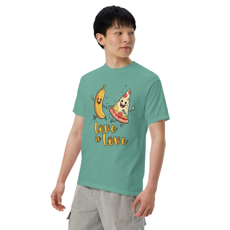 Love is Love - Swedish Banana, Curry, Peanut Pizza [Unisex t-shirt - Seafoam] - Image 6
