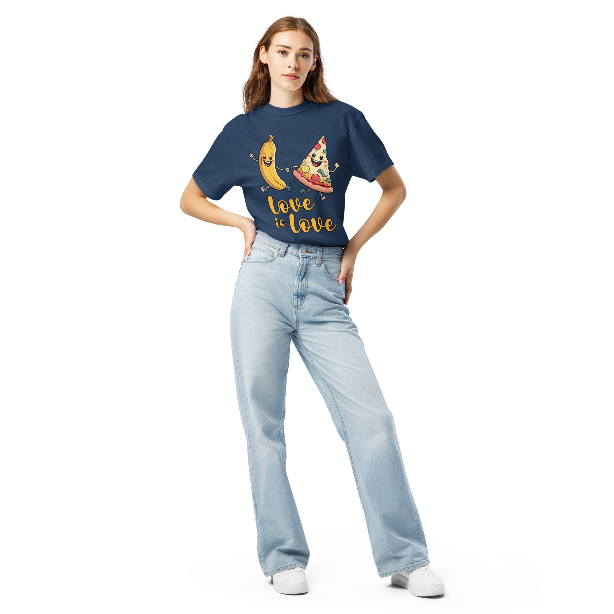 Love is Love - Swedish Banana, Curry, Peanut Pizza [Unisex t-shirt - True Navy] - Image 2