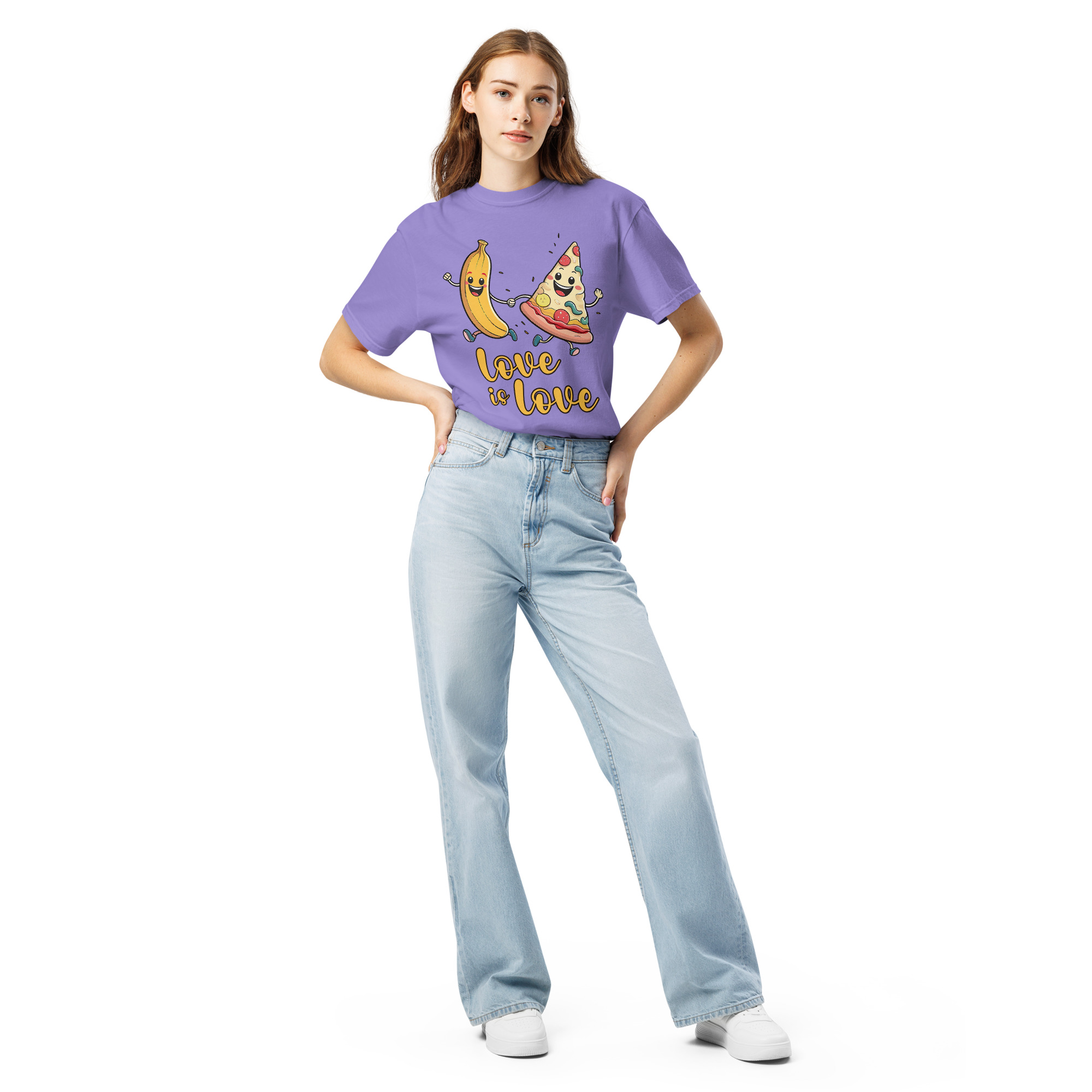 Love is Love - Swedish Banana, Curry, Peanut Pizza [Unisex t-shirt - Violet] - Image 2