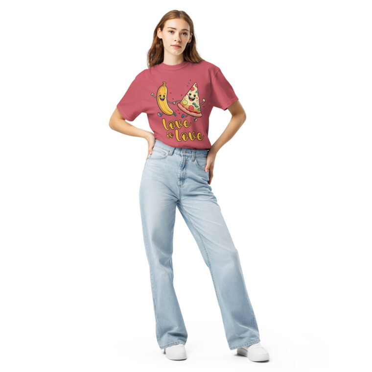 Love is Love - Swedish Banana, Curry, Peanut Pizza [Unisex t-shirt - Watermelon] - Image 2