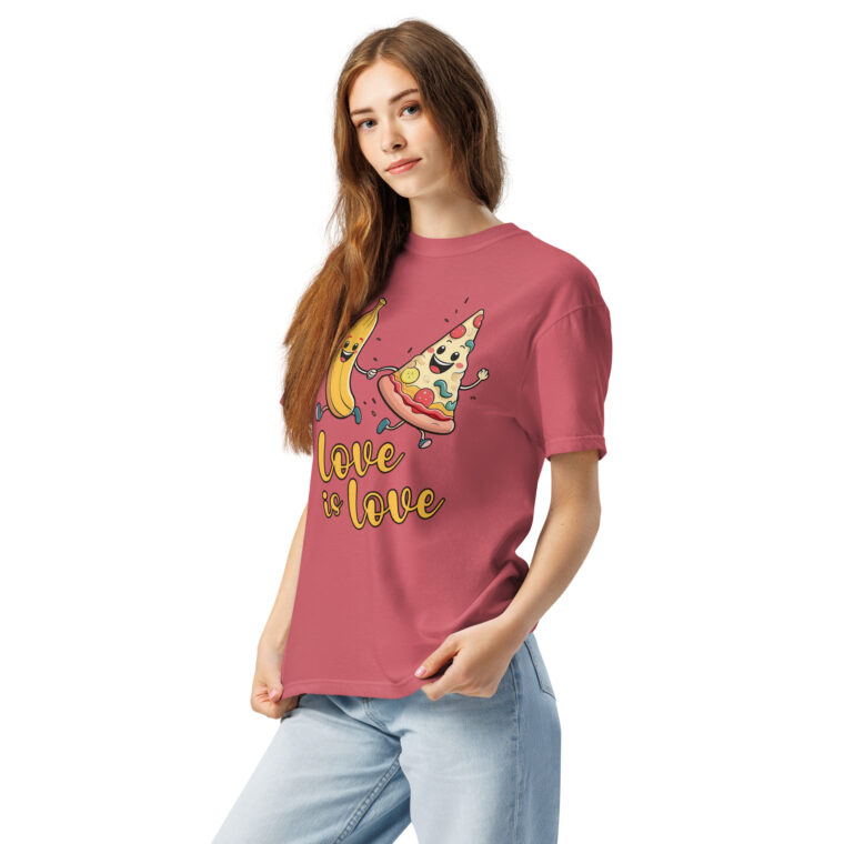 Love is Love - Swedish Banana, Curry, Peanut Pizza [Unisex t-shirt - Watermelon] - Image 3