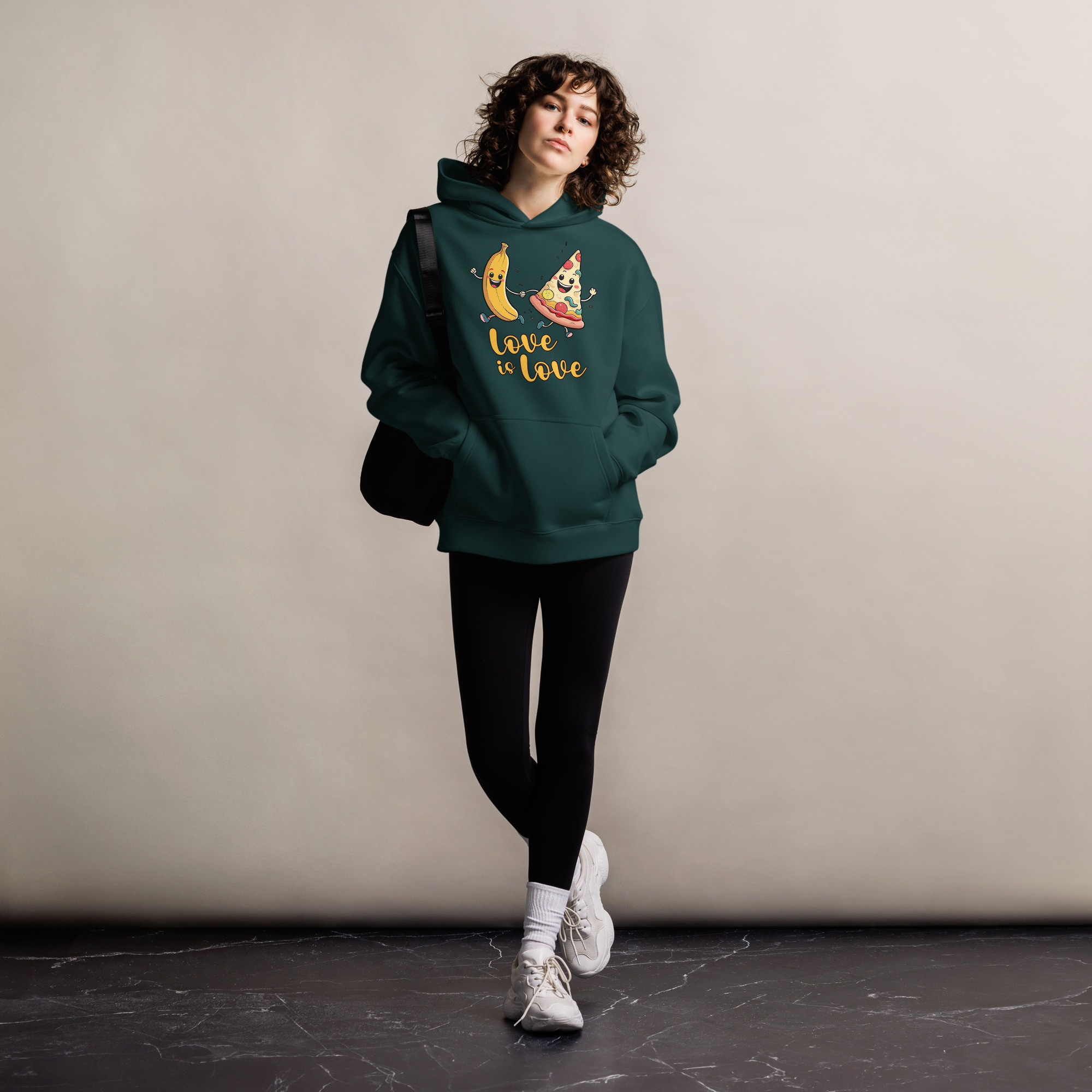 Love is Love - Swedish Banana, Curry, Peanut Pizza [Unisex oversized hoodie] - Image 2